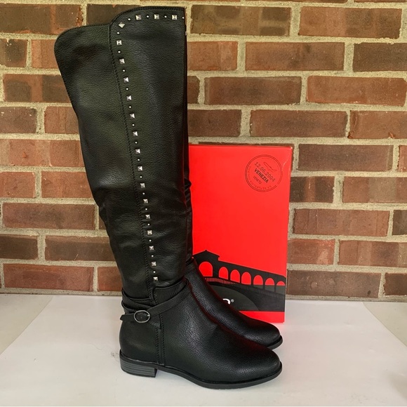 Rialto Womens Ferrell black stud over the knee riding boots US 6.5 M NEW - Picture 1 of 11